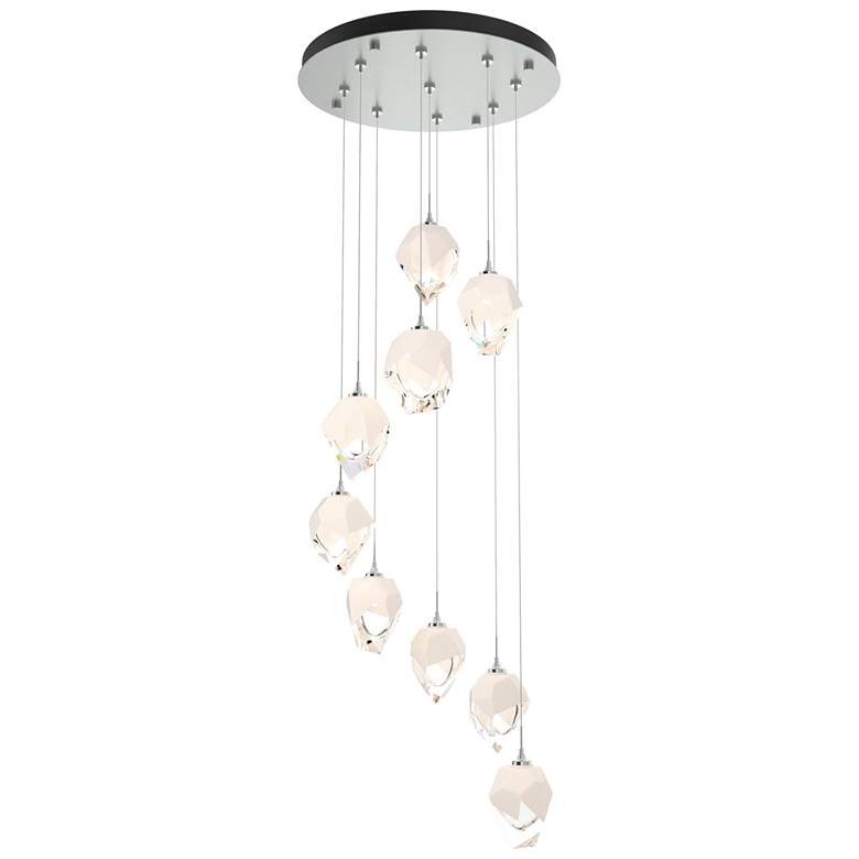 Image 1 Chrysalis 20.5"W 9-Light Platinum Small White Crystal Standard Pendant