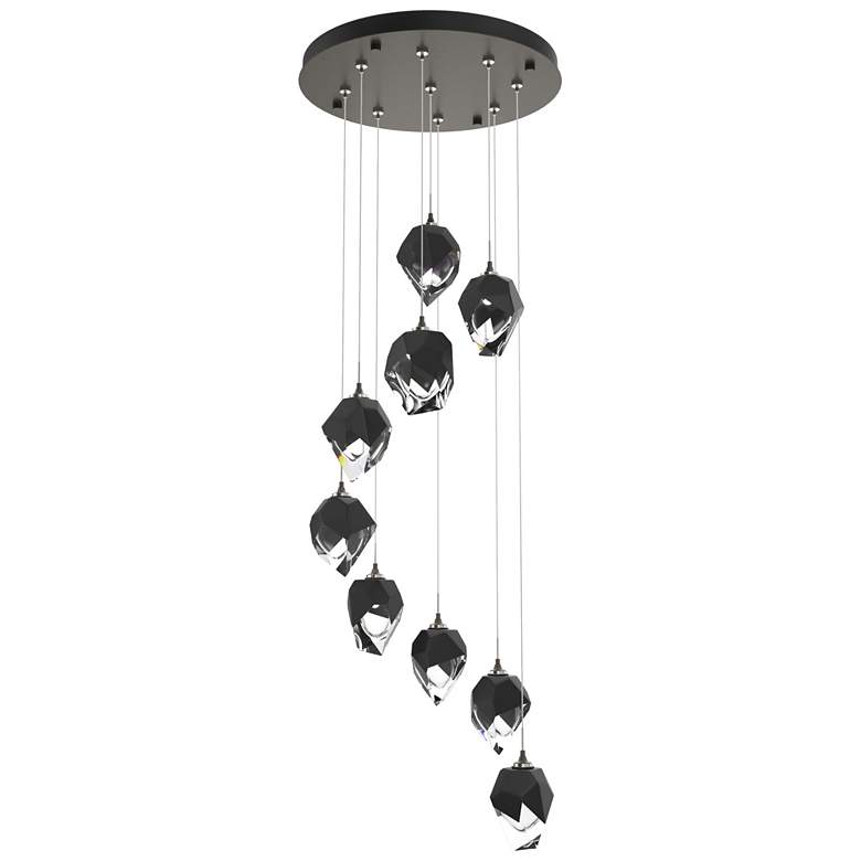 Image 1 Chrysalis 20.5"W 9-Light Small Black Crystal Dark Smoke Long Pendant