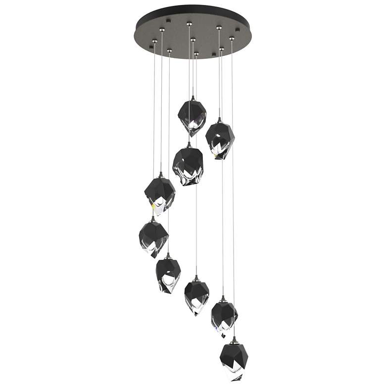 Image 1 Chrysalis 20.5"W 9-Light Small Black Crystal Natural Iron Long Pendant