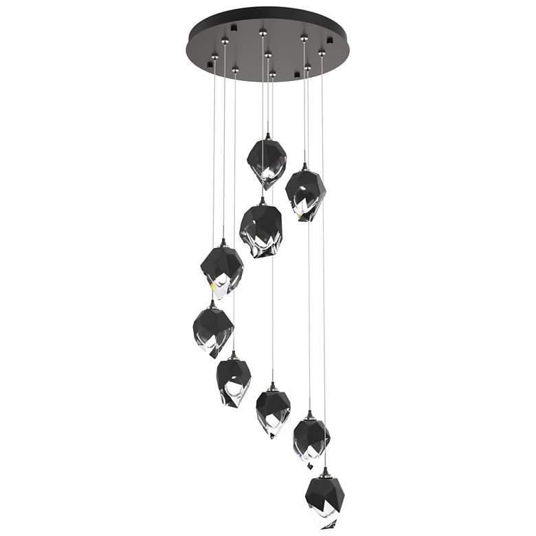 Image 1 Chrysalis 20.5"W 9-Light Small Black Crystal Rubbed Bronze Long Pendan