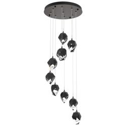 Chrysalis 20.5"W 9-Light Small Black Crystal Rubbed Bronze Long Pendan