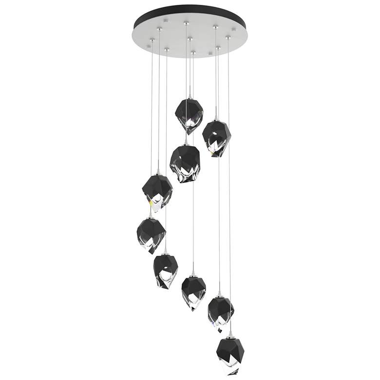 Image 1 Chrysalis 20.5"W 9-Light Small Crystal Black Crystal White Long Pendan