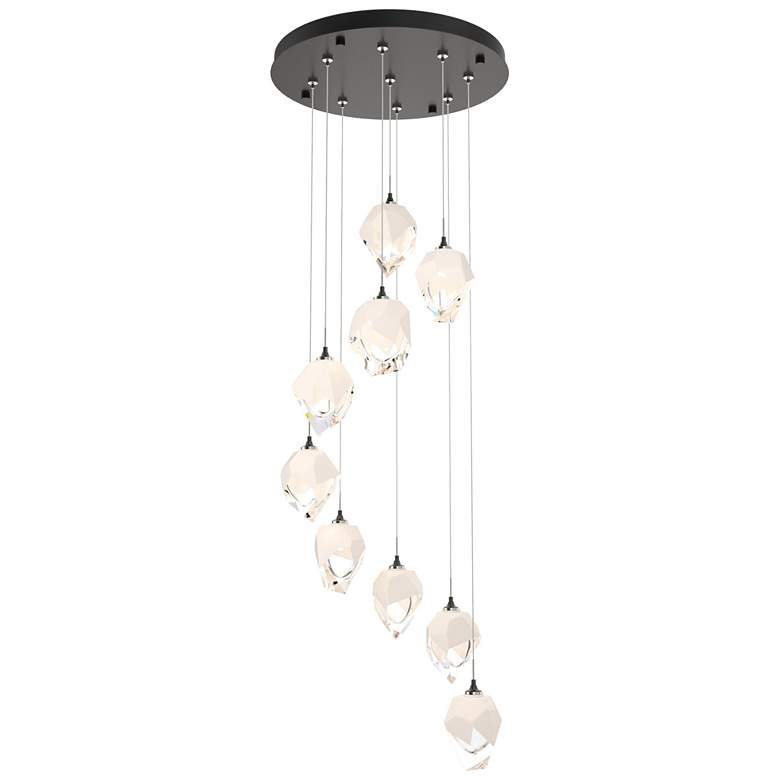 Image 1 Chrysalis 20.5"W 9-Light Small White Crystal Rubbed Bronze Long Pendan