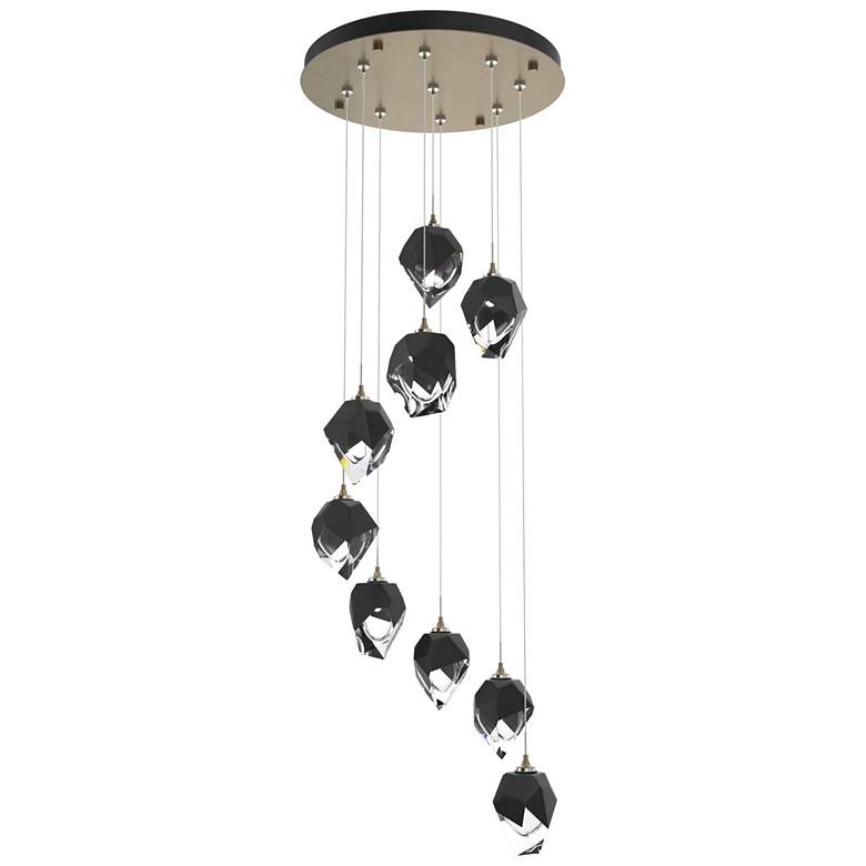 Image 1 Chrysalis 20.5"W 9-Light Soft Gold Small Black Crystal Standard Pendan