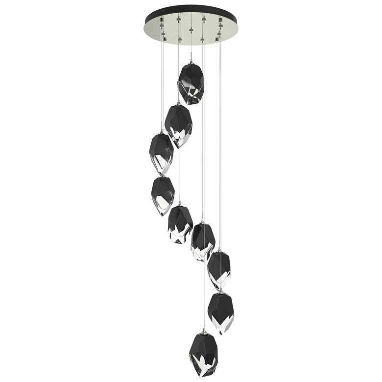 Image 1 Chrysalis 20.5"W 9-Light Sterling Large Black Crystal Standard Pendant