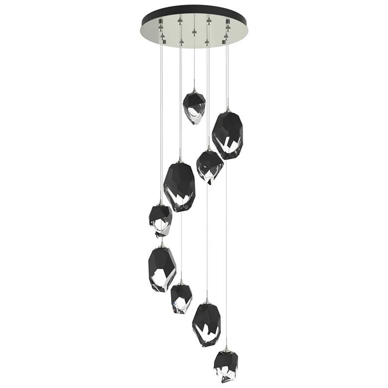 Image 1 Chrysalis 20.5"W 9-Light Sterling Mixed Black Crystal Standard Pendant