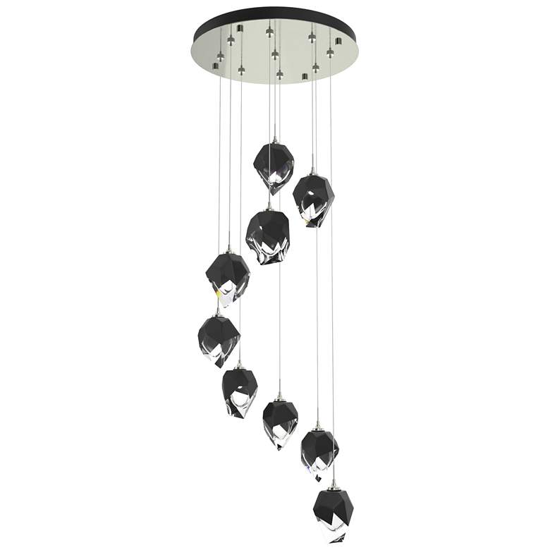 Image 1 Chrysalis 20.5"W 9-Light Sterling Small Black Crystal Standard Pendant