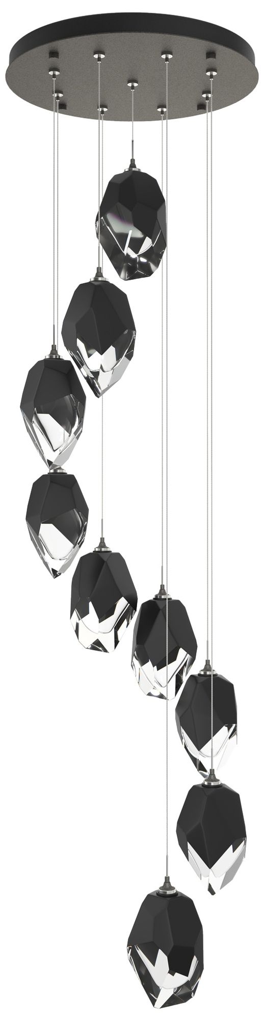 Chrysalis 20.5"W 9-Light Black Crystal Iron Long Pendant Made to Order