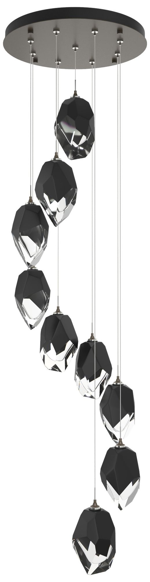 Chrysalis 20.5"W 9-Light Black Crystal Smoke Long Pendant Made to Order