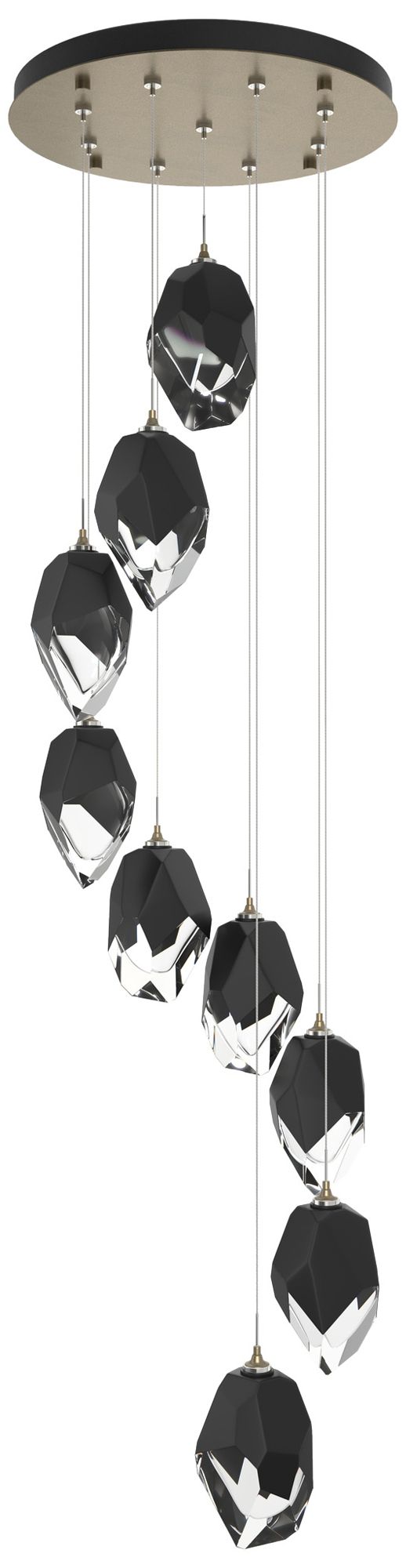 Chrysalis 20.5"W 9-Light Black Crystal Soft Gold Long Pendant Made to Order