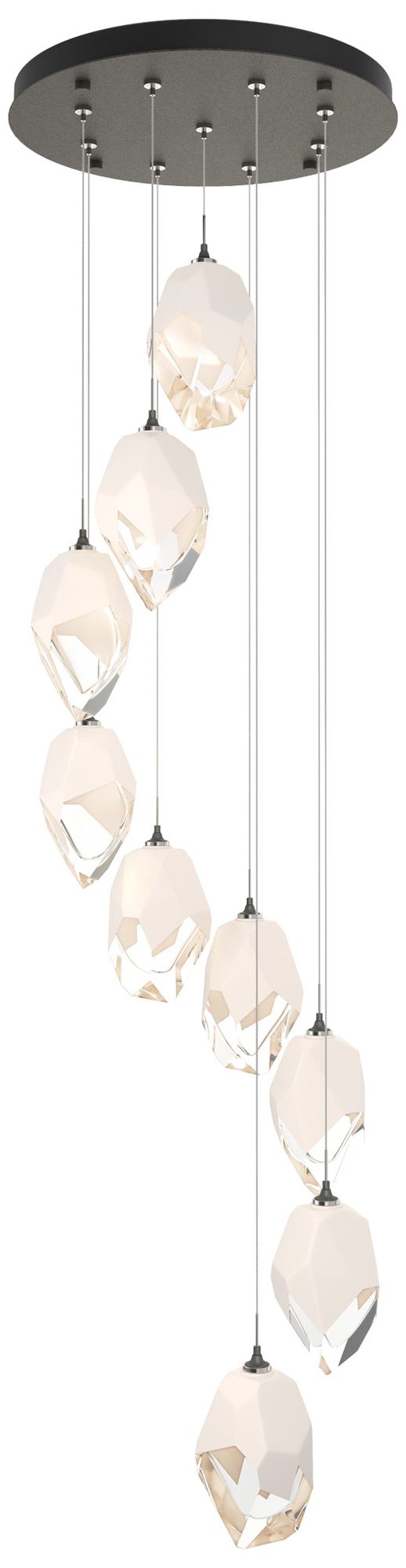 Chrysalis 20.5"W 9-Light White Crystal Iron Long Pendant Made to Order