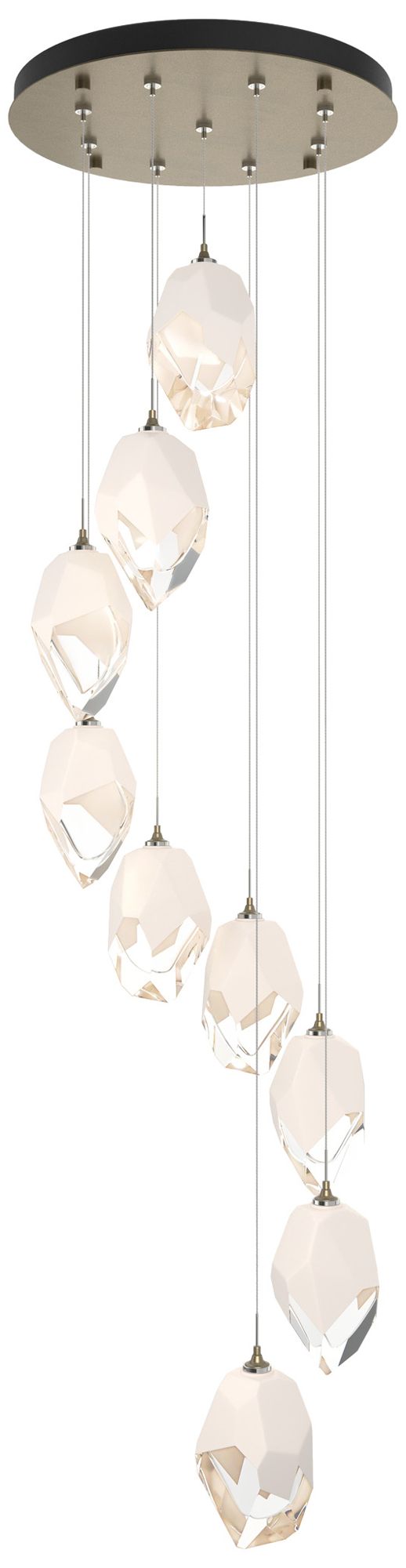 Chrysalis 20.5"W 9-Light White Crystal Soft Gold Long Pendant Made to Order
