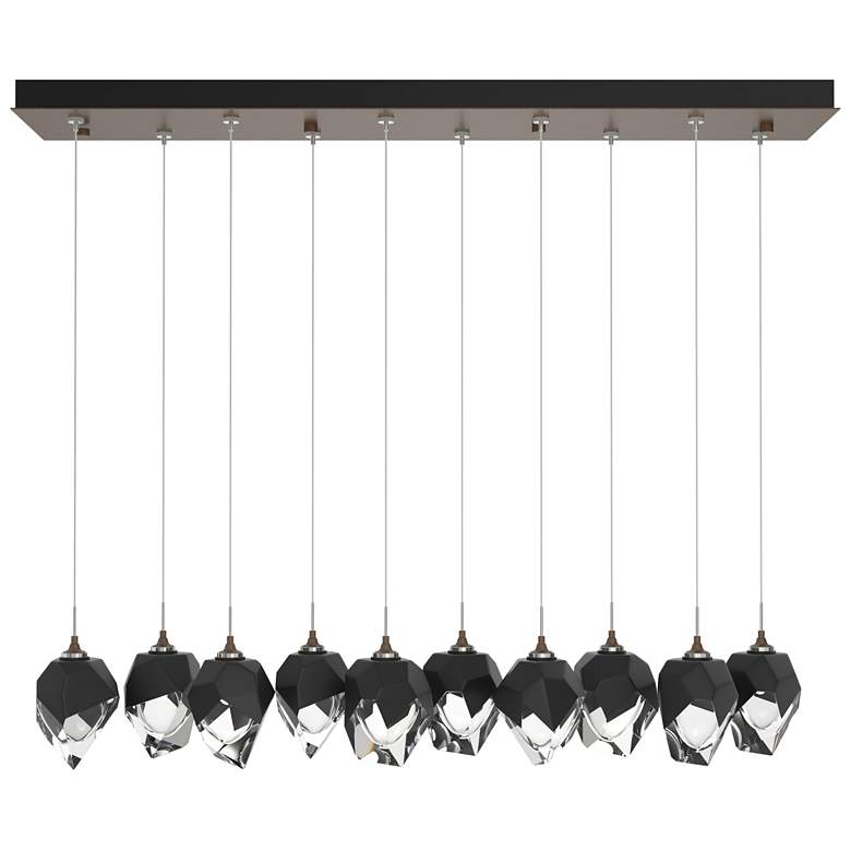 Image 1 Chrysalis 44.5"W 10-Light Bronze Small Black Crystal Standard Pendant
