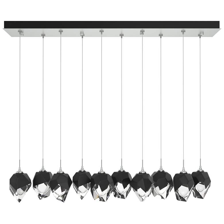 Image 1 Chrysalis 44.5"W 10-Light Platinum Small Black Crystal Standard Pendan