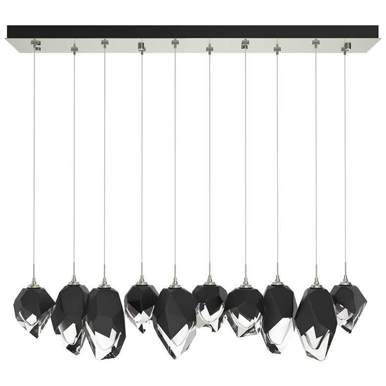 Image 1 Chrysalis 44.5"W 10-Light Sterling Mixed Black Crystal Standard Pendan