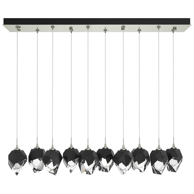 Image 1 Chrysalis 44.5"W 10-Light Sterling Small Black Crystal Standard Pendan