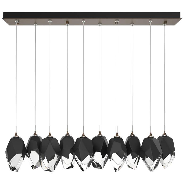Image 1 Chrysalis 44.7"W 10-Light Bronze Large Black Crystal Standard Pendant