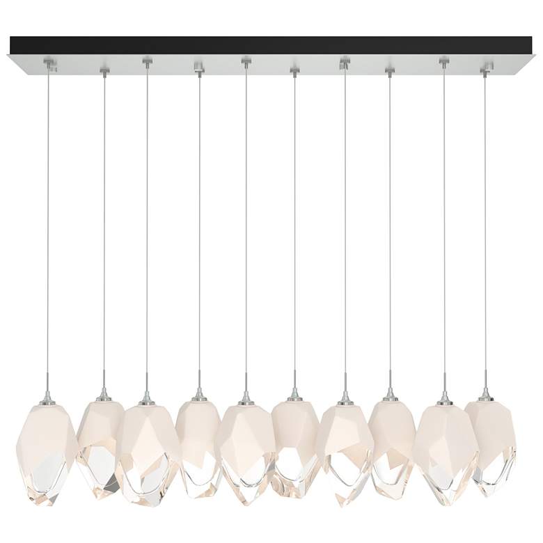 Image 1 Chrysalis 44.7"W 10-Light Platinum Large White Crystal Standard Pendan