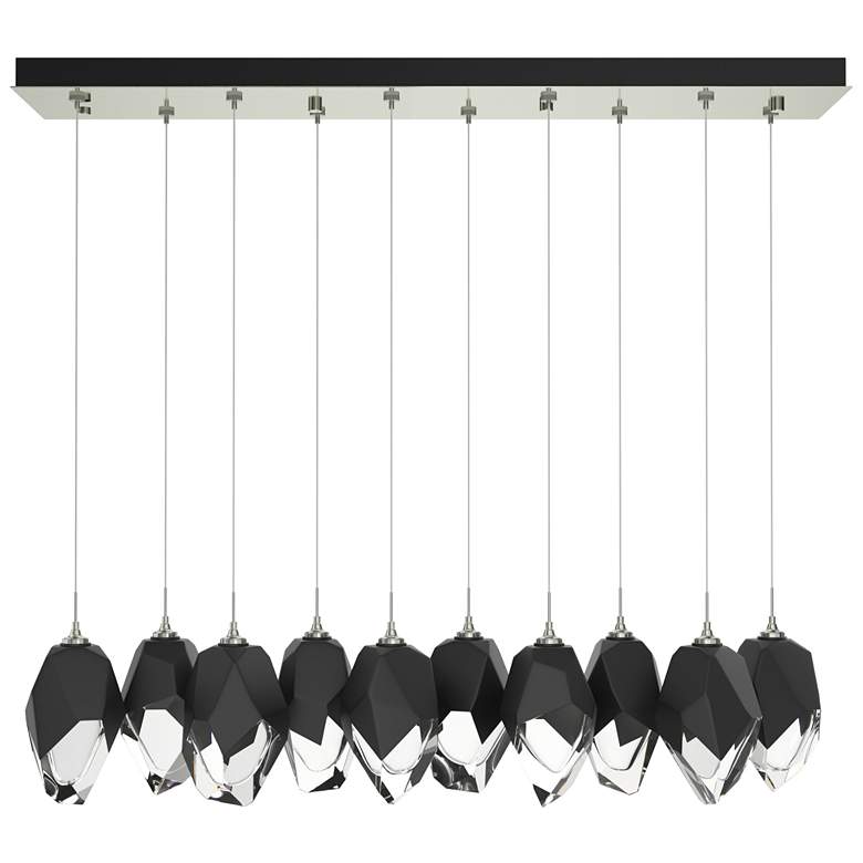 Image 1 Chrysalis 44.7"W 10-Light Sterling Large Black Crystal Standard Pendan