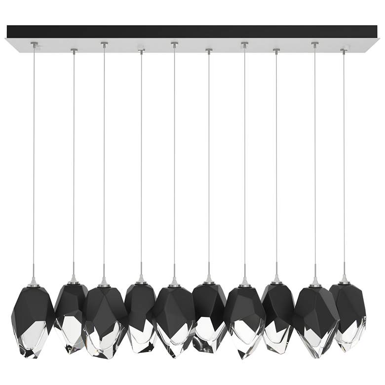 Image 1 Chrysalis 44.7"W 10-Light White Large Black Crystal Standard Pendant