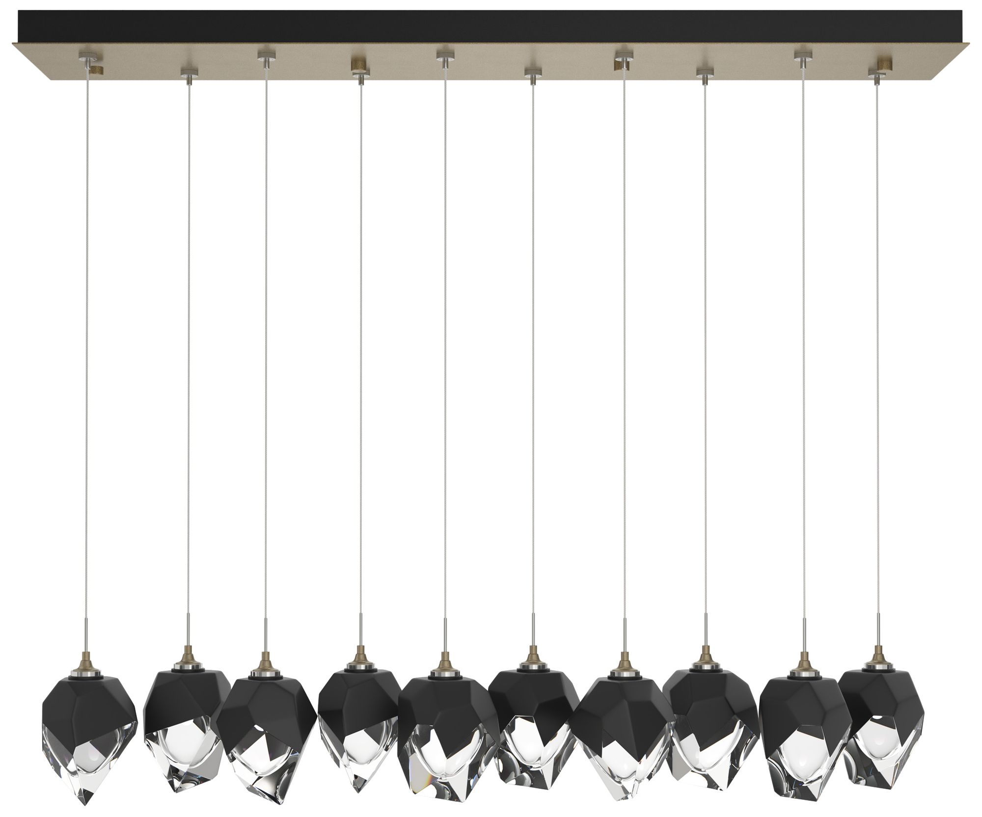 Chrysalis 8.5" 10-Light Small Black Crystal Gold Long Pendant Made to Order