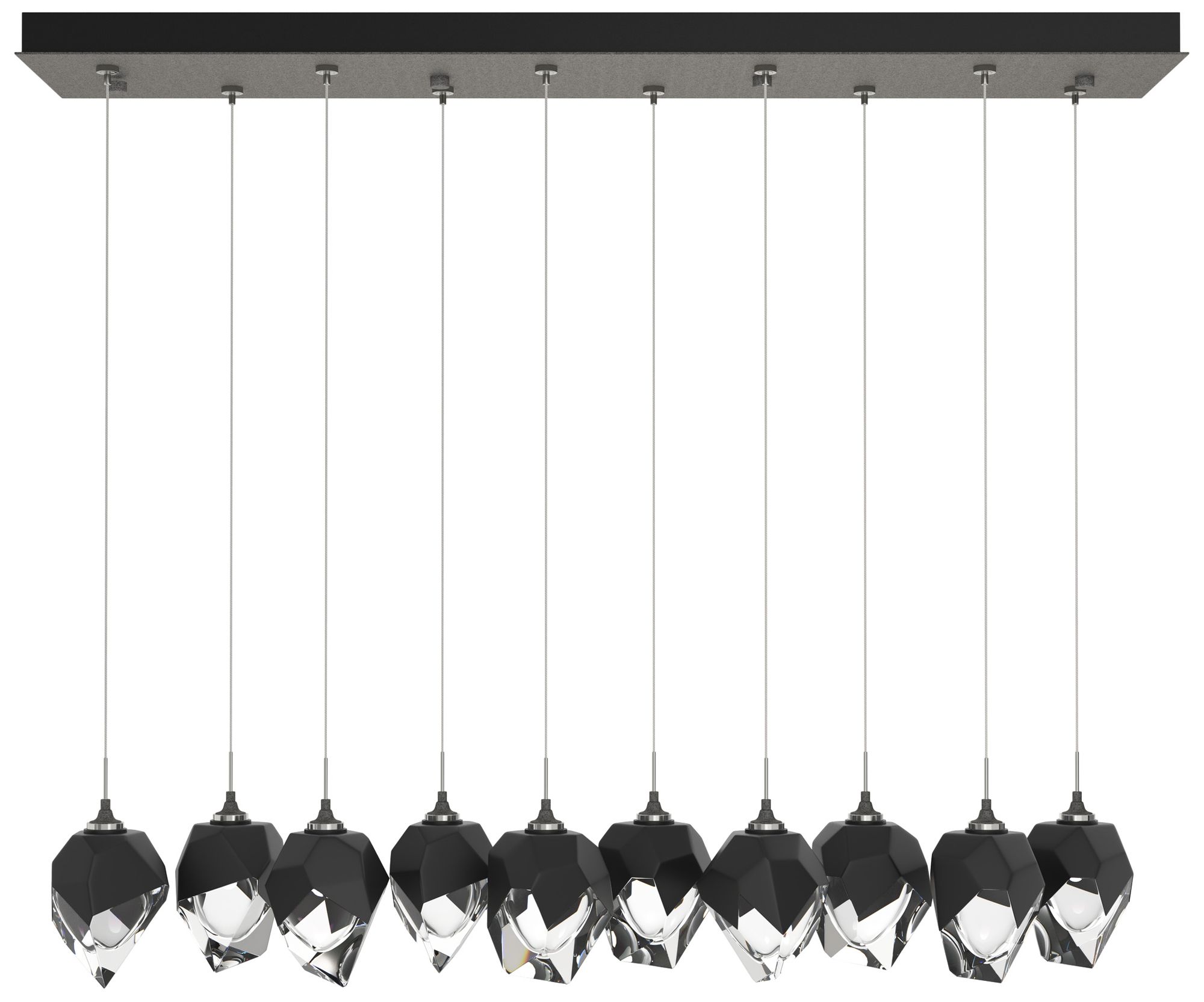 Chrysalis 8.5" 10-Light Small Black Crystal Iron Long Pendant Made to Order
