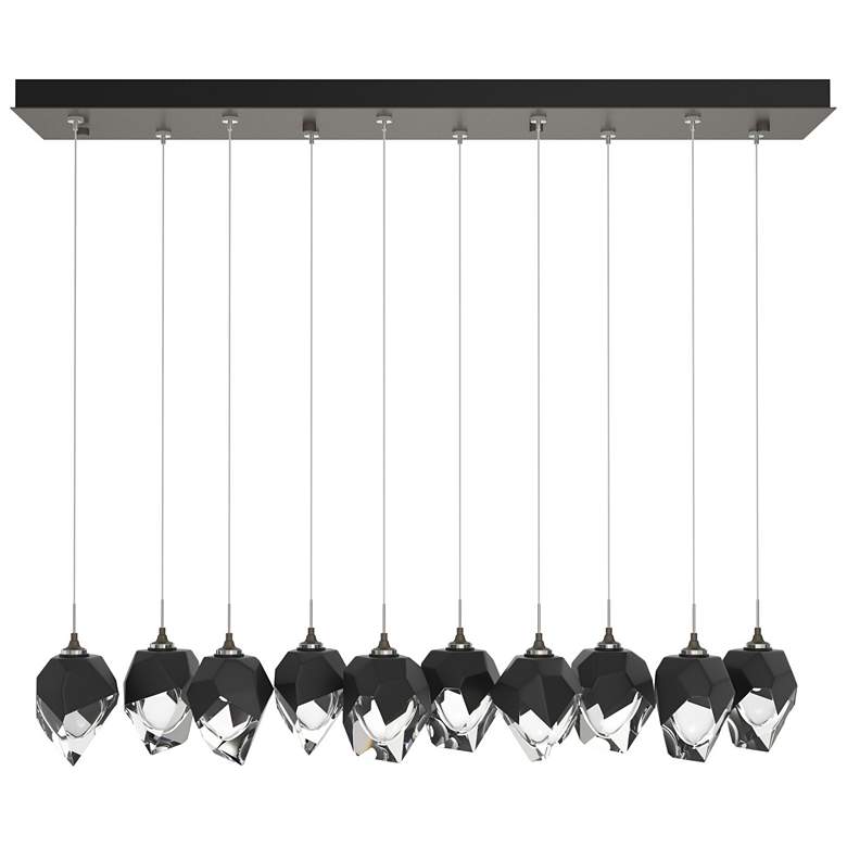 Image 1 Chrysalis 8.5"W 10-Light Small Black Crystal Dark Smoke Long Pendant