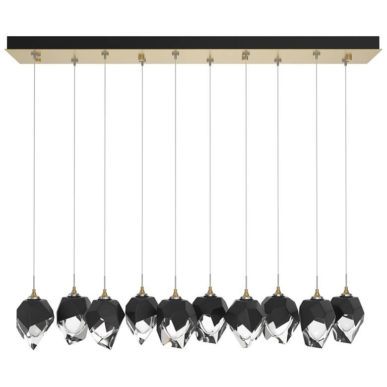 Image 1 Chrysalis 8.5"W 10-Light Small Black Crystal Modern Brass Long Pendant