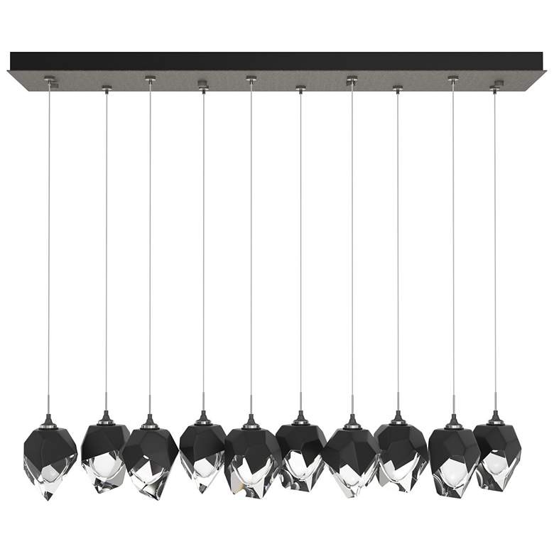 Image 1 Chrysalis 8.5"W 10-Light Small Black Crystal Natural Iron Long Pendant