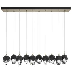 Chrysalis 8.5"W 10-Light Small Black Crystal Soft Gold Long Pendant