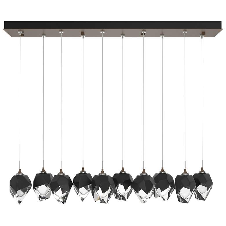 Image 1 Chrysalis 8.5"W 10-Light Small Crystal Black Crystal Bronze Long Penda