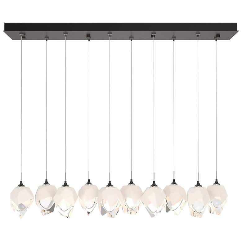 Image 1 Chrysalis 8.5"W 10-Light Small White Crystal Rubbed Bronze Long Pendan