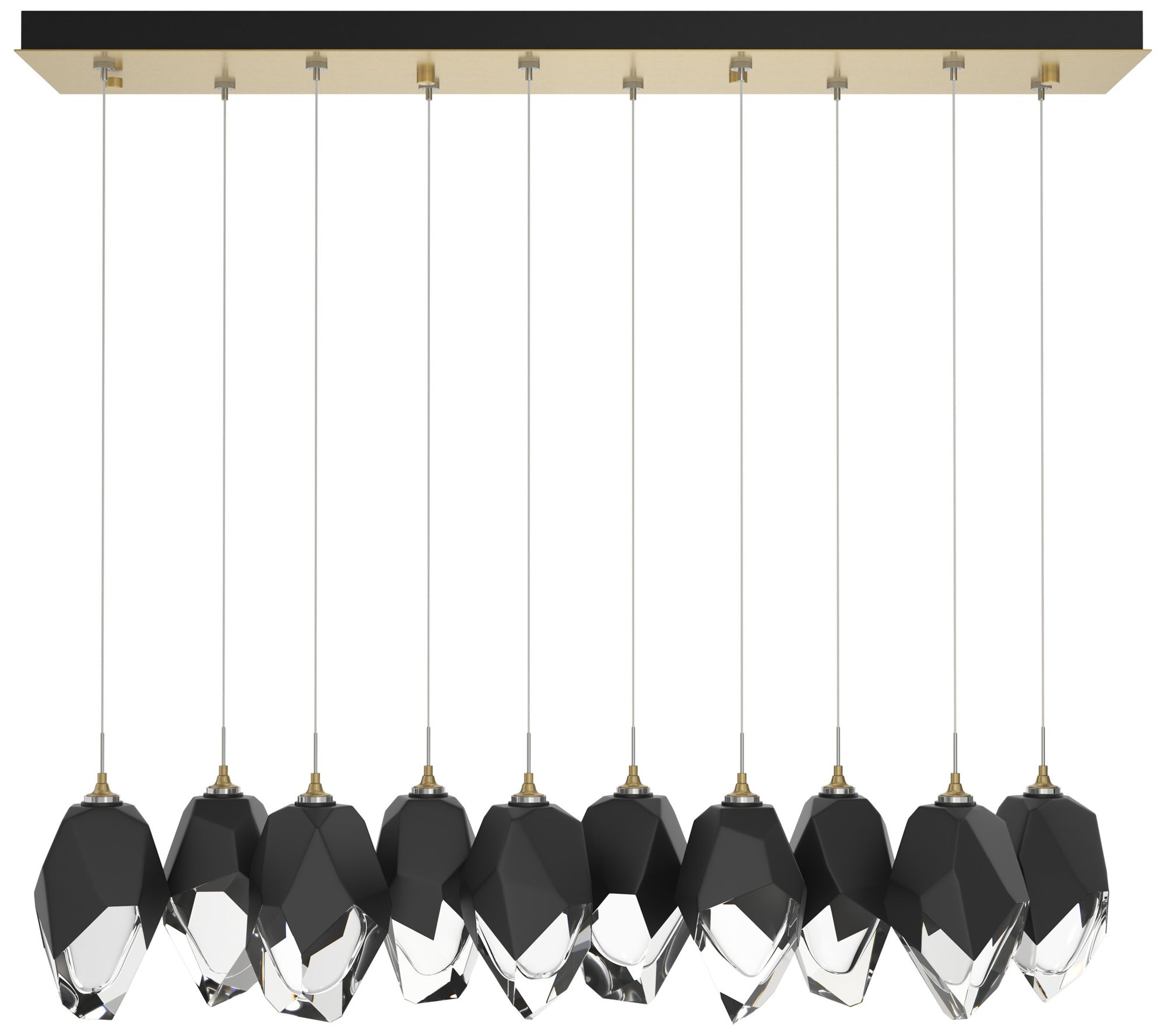 Chrysalis 9.8" 10-Light Black Crystal Modern Brass Pendant Made to Order