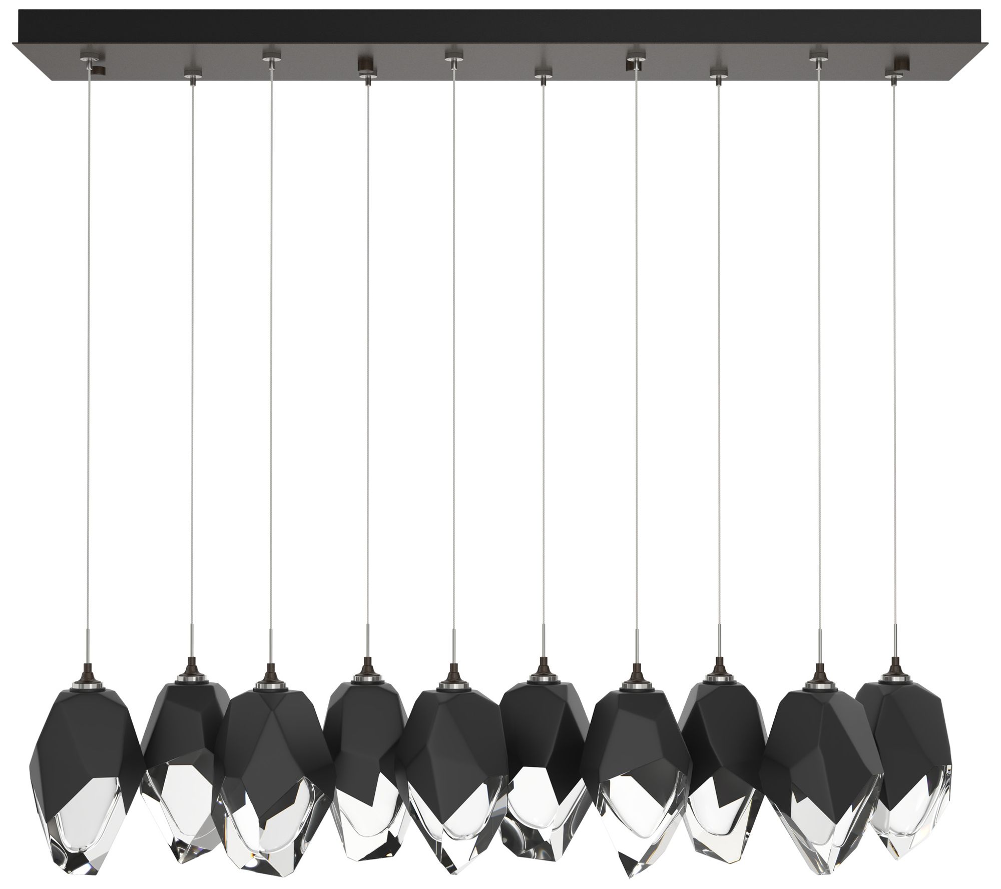 Chrysalis 9.8" 10-Light Black Crystal Bronze Long Pendant Made to Orde