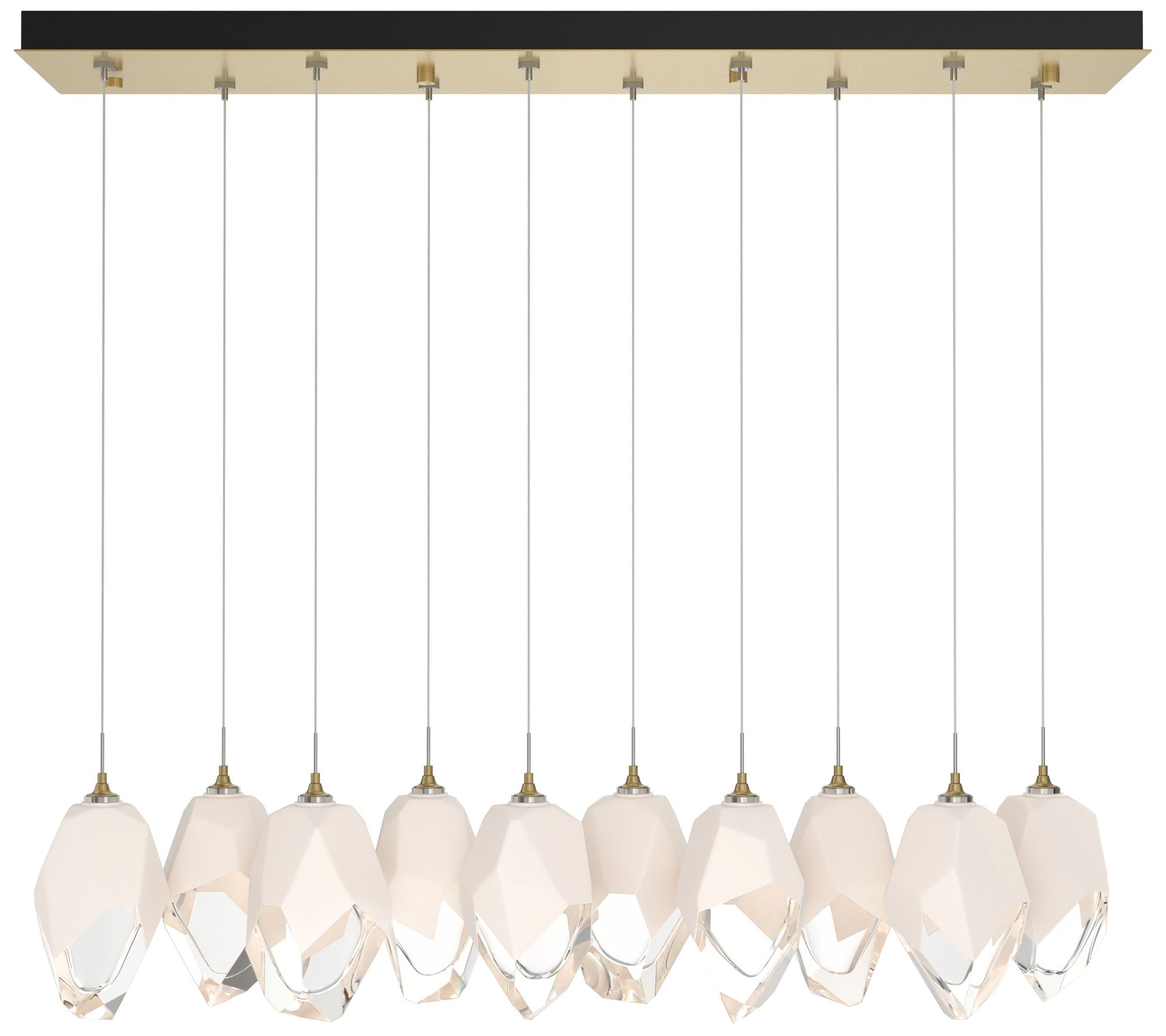 Chrysalis 9.8" 10-Light White Crystal Modern Brass Pendant Made to Ord