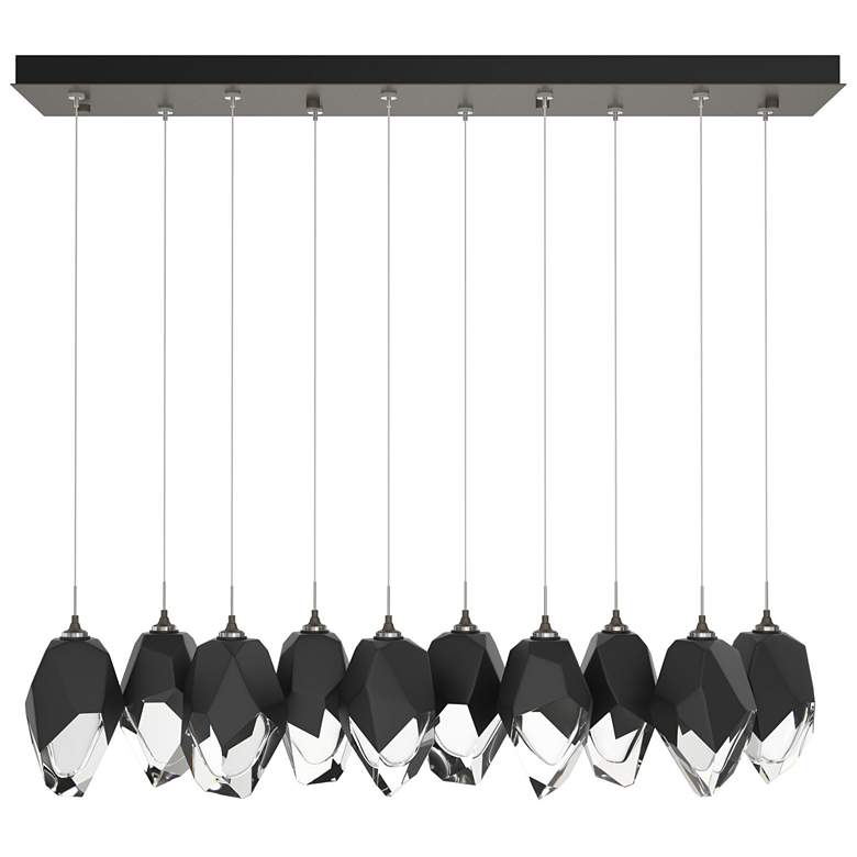 Image 1 Chrysalis 9.8"W 10-Light Large Black Crystal Dark Smoke Long Pendant