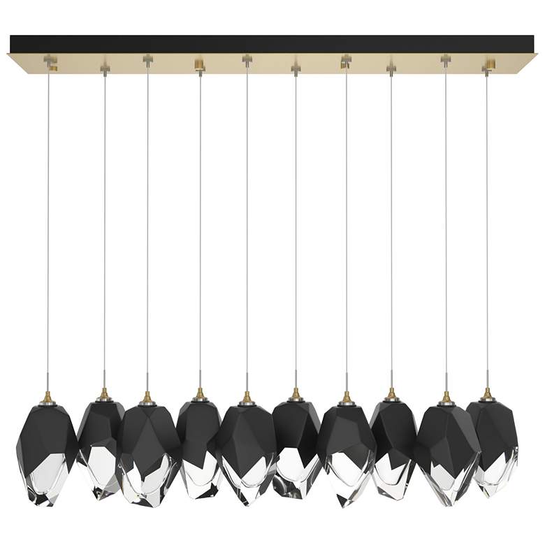 Image 1 Chrysalis 9.8"W 10-Light Large Black Crystal Modern Brass Long Pendant