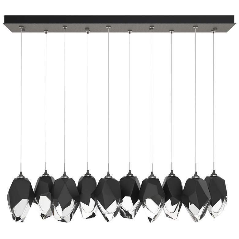 Image 1 Chrysalis 9.8"W 10-Light Large Black Crystal Natural Iron Long Pendant