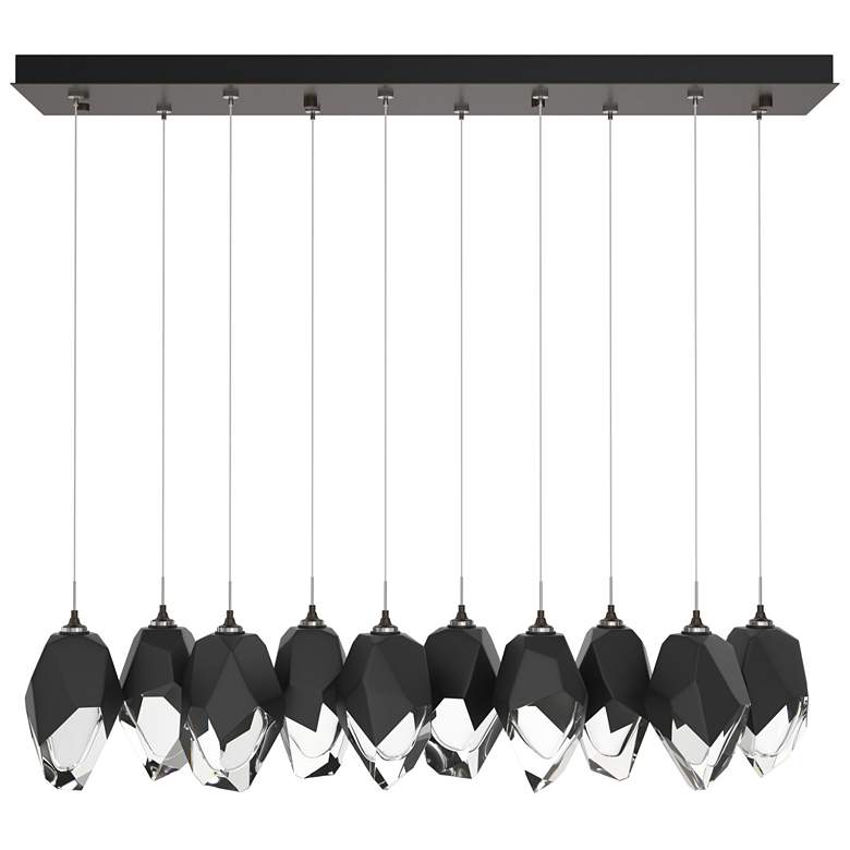 Image 1 Chrysalis 9.8"W 10-Light Large Black Crystal Rubbed Bronze Long Pendan