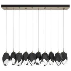 Chrysalis 9.8"W 10-Light Large Black Crystal Soft Gold Long Pendant