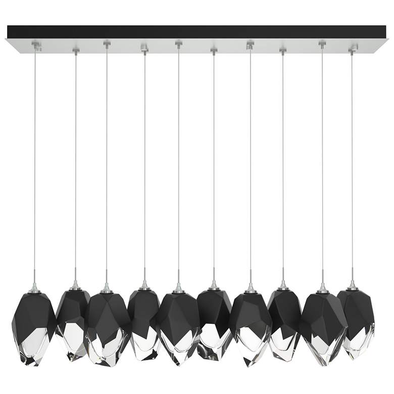 Image 1 Chrysalis 9.8"W 10-Light Large Black Crystal Vintage Platinum Long Pen