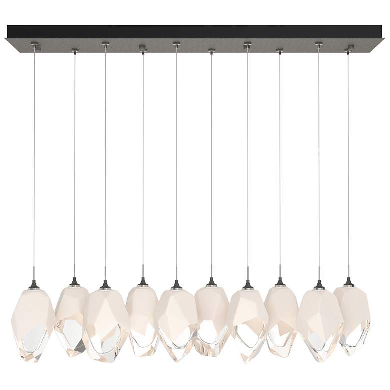 Image 1 Chrysalis 9.8"W 10-Light Large White Crystal Natural Iron Long Pendant