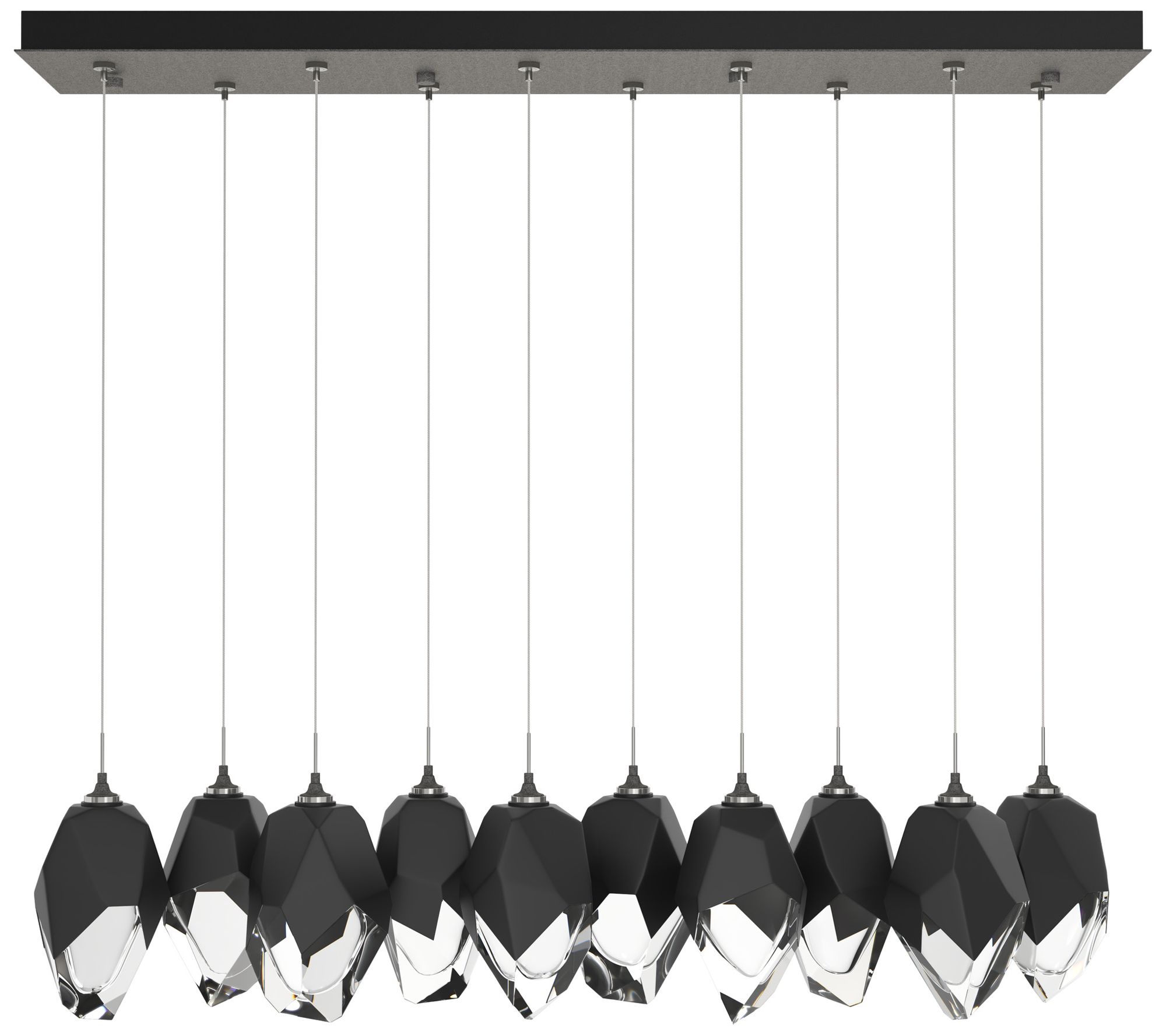 Chrysalis 9.8"W 10-Light Black Crystal Iron Long Pendant Made to Order