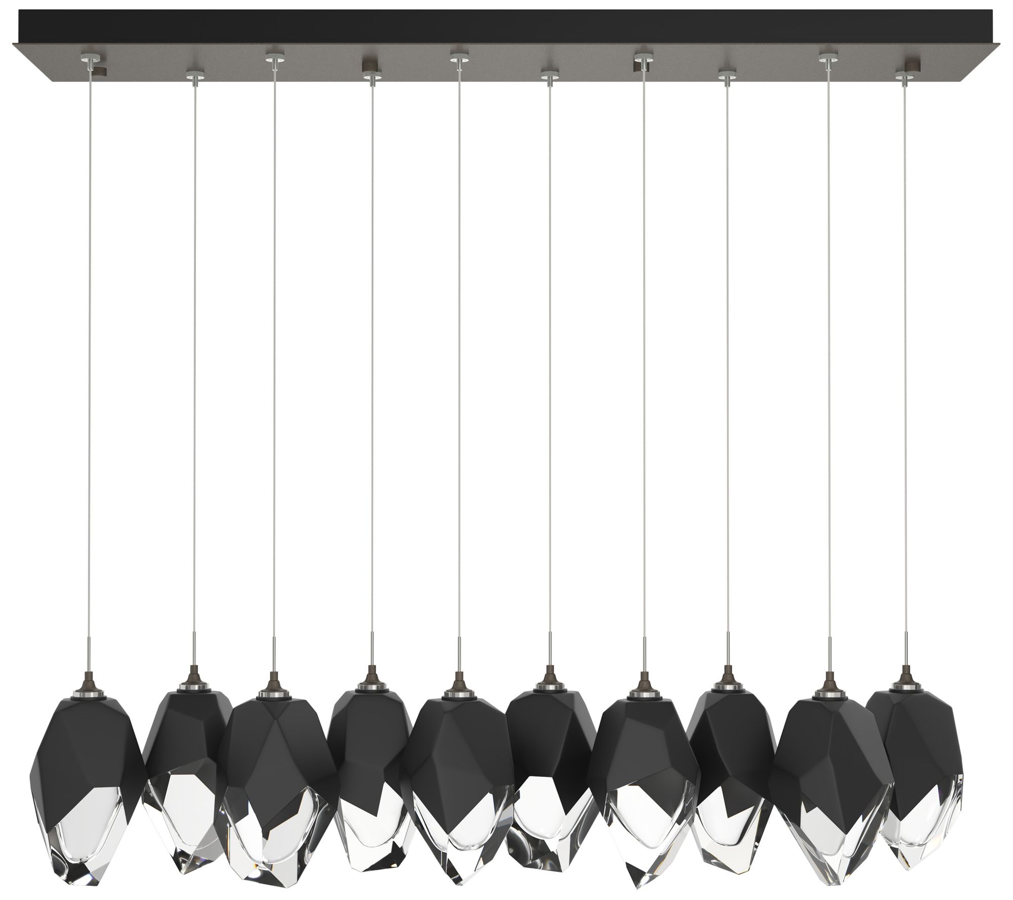 Chrysalis 9.8"W 10-Light Black Crystal Smoke Long Pendant Made to Order