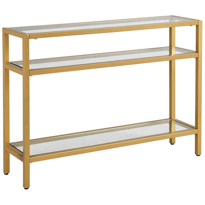 Image 1 Chrysalis Gold 3 Tier Glass Top Console Table