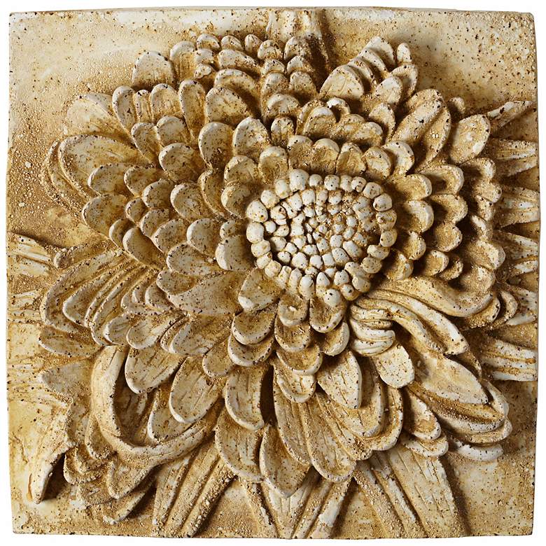 Image 1 Chrysanthemum 13 1/2 inch Square Pompeii Outdoor Wall Plaque