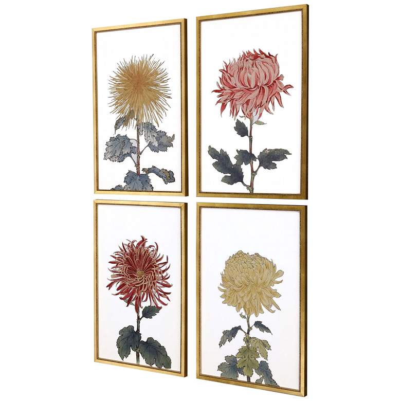 Image 4 Chrysanthemum 25" High 4-Piece Giclee Framed Wall Art Set more views