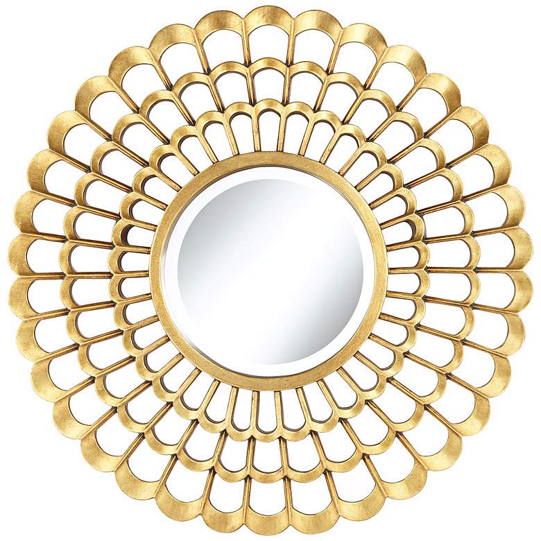 Chrysanthemum 30&quot; Round Gold Mirror