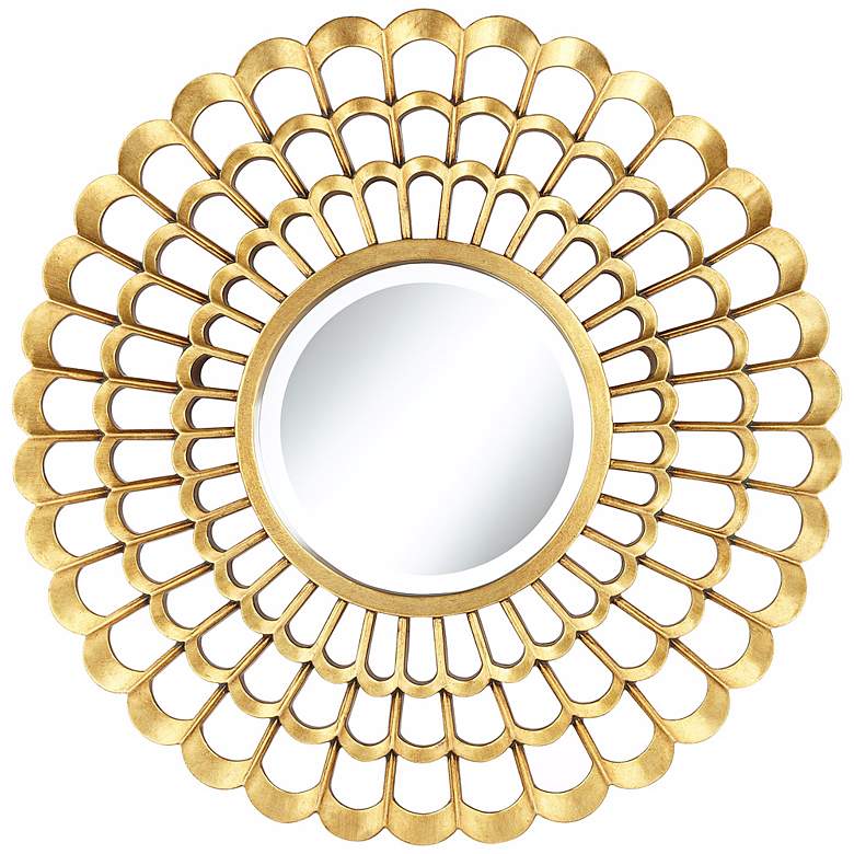 Image 1 Chrysanthemum 30 inch Round Gold Mirror