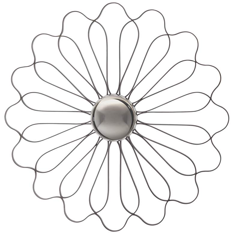 Image 1 Chrysanthemum Pewter Gray 30" Round Convex Wall Mirror